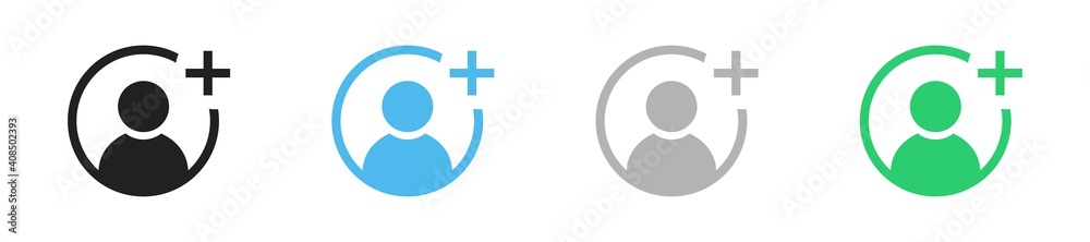 Add user icon set. Vector plus person symbol collection. - obrazy, fototapety, plakaty 