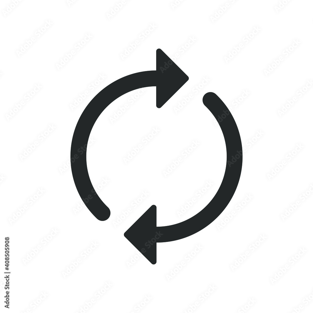 Update vector icon. Refresh arrow rotation symbol. Reload cycle sign ...