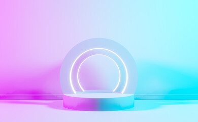 Wall Mural - blue pink violet neon abstract background, studio modern ultraviolet light, room pastel interior, gl