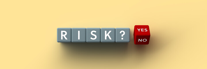 Wall Mural - 3d cubes with word risk yes or no