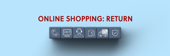 Wall Mural - 3d cubes with word online shopping return