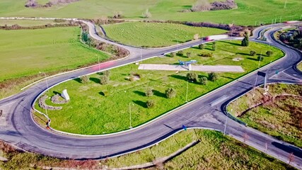 Wall Mural - Aerial timelapse of the Guidonia motorway roundabout with a G91 plane