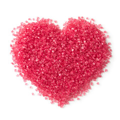 Sticker - Pink sugar in heart shape isolated on white background