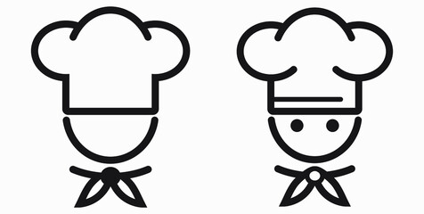 Chef icon. Kitchen utensils. Cafe icon. Fast food illustration. Vector icon.