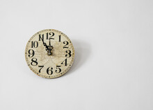Old Vintage Wall Clock On A White Background