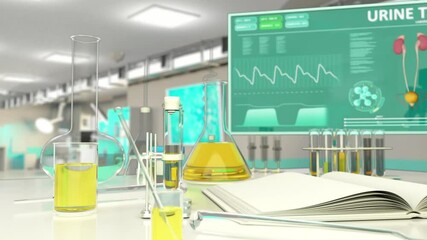 Wall Mural - medical urine examination backdrop, cg medical 3D animation