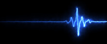 Blue Colorful Heartbeat Rate And Pulse On Black Screen, Seamless And Loop Motion Animate Footage