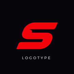 Poster - Speed letter S. Red race monogram logo. Italic bold racing style vector latin character. Letter for branding. Typeset design.