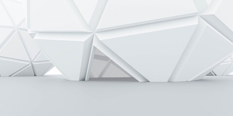 Poster - white futuristic architecture technology concept building 3d render illustration