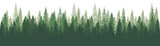 Fototapeta Las - Forest Panorama view. Pines. Spruce nature landscape. Forest background. Set of Pine, Spruce and Christmas Tree on White background. Silhouette forest background. Vector illustration