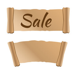 Wall Mural - Cartoon old scrolls of papyrus paper. Papyrus sheet vector illustration
