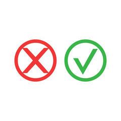 Yes and no accept. Approve sign. Check and choice icons