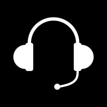 Headset, Kopfhörer - Icon, Symbol, Piktogramm, grafisches Element - Vektor - Hintergrund - schwarz weiß 