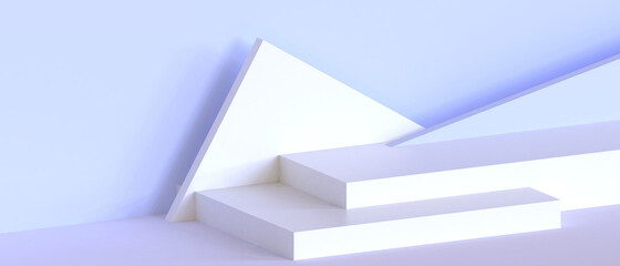 Aufkleber - Minimal Creative Podium showcase Square Geometry shapes on blue Background and business Concept for product banner and Copy Space.digital art - 3d rendering