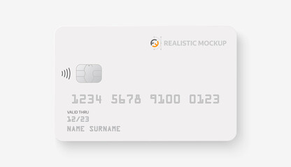 Wall Mural - Credit card mockup. Realistic white credit card with blank surface for you design. Vector illustration EPS10