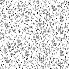 Flower pattern of line style floral set on white background