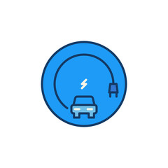 Poster - Electric Vehicle EV with plug concept round colored icon or sign