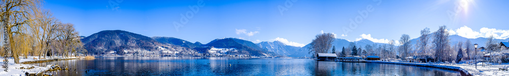 landscape at the Tegernsee lake - Bad Wiessee - obrazy, fototapety, plakaty 