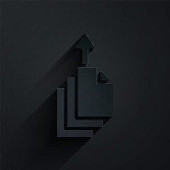 Poster - Paper cut Data export icon isolated on black background. Paper art style. Vector.