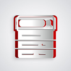Poster - Paper cut Search engine icon isolated on grey background. Paper art style. Vector.