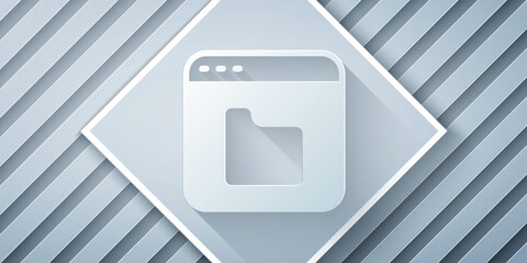 Aufkleber - Paper cut Browser files icon isolated on grey background. Paper art style. Vector.