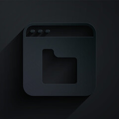 Aufkleber - Paper cut Browser files icon isolated on black background. Paper art style. Vector.