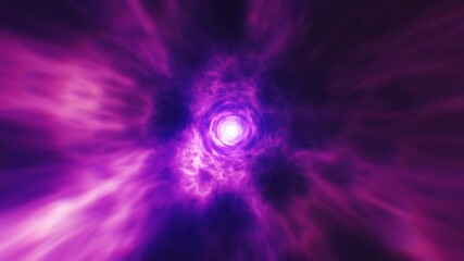 Wall Mural - flying through neon purple energy tunnel. abstract energy tunnel in space. energy force fields tunne