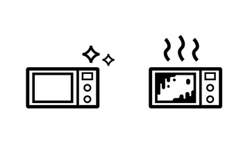 Canvas Print - clean and dirty microwave line icon. clipart image isolated on white background.