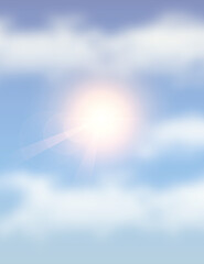 Wall Mural - sunny blue sky background with fluffy clouds vector illustration EPS10