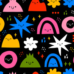 Wall Mural - hand drawn various shapes and doodle objects. abstract contemporary modern trendy vector illustratio