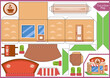 © Betswork - Cut and glue the 3d building. Kids game. Children crafts worksheet and activity page. Diy a paper toys. Birthday decor. Vector illustration.