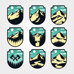 Wall Mural - mountain vintage logo set adventure outdoor symbol vector illustration design