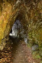 Gold Mine in Złoty Stok in Lower Silesia, underground tunnel