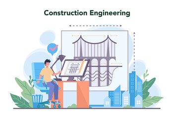 Poster - Engineering concept. Technology and science. Professional occupation