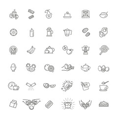 Vector outline breakfast flat icons. Cooking set