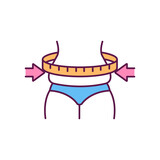Fototapeta  - Weight loss RGB color icon. Reducing fat. Non-surgical method. Beauty procedure. Removing unwanted fat cells. Body contouring procedure. Diet and physical exercises. Isolated vector illustration