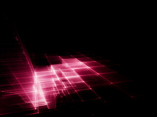 Poster - Abstract red and black background. Fractal graphics 3d illustration. Technology and science concept.