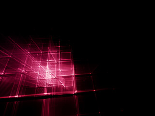 Poster - Abstract red and black background. Fractal graphics 3d illustration. Technology and science concept.