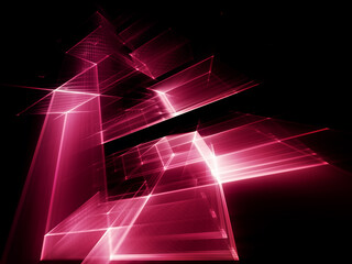 Poster - Abstract red and black background. Fractal graphics 3d illustration. Technology and science concept.