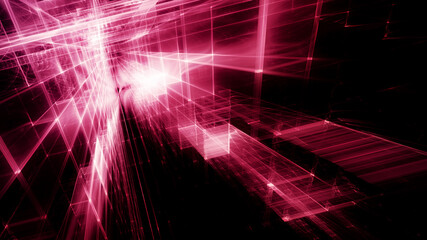 Poster - Abstract red and black background. Fractal graphics 3d illustration. Technology and science concept.