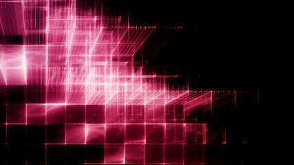 Poster - Abstract red and black background. Fractal graphics 3d illustration. Technology and science concept.