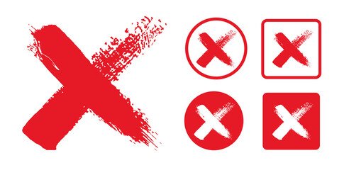 Poster - cross sign element. red cross x vector icon. x - red cross on a white background. button for vote, d