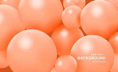 Poster - Abstract background with 3d pink balls. Colorful bubbles pattern, futuristic composition with glossy spheres or particles. Modern trendy wallpaper or presentation design. Realistic vector illustration