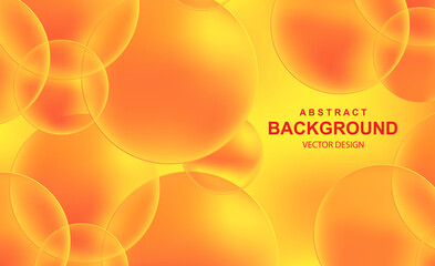 Poster - Abstract background with 3d orange balls. Dynamic flying colorful glossy bubbles, futuristic composition with transparent spheres. Modern trendy banner or poster design. Realistic vector illustration.