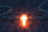 Fototapeta Pokój dzieciecy - Glowing Cross Breaks a Chain