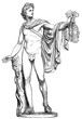 Apollo of the Belvedere. Illustration of the 19th century. Germany. White background.