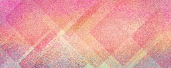 Wall Mural - abstract pink yellow and orange background with diamond and triangle shapes layered in modern abstra