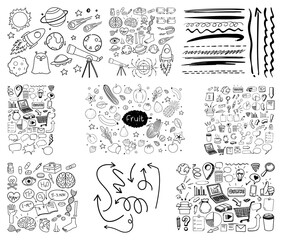 Wall Mural - set of object and symbol hand drawn doodle on white background