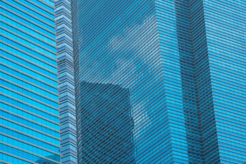 Wall Mural - perspective exterior pattern blue glass wall modern buildings