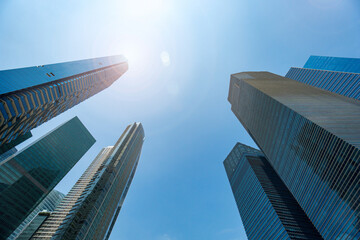 Wall Mural - perspective exterior pattern blue glass wall modern buildings